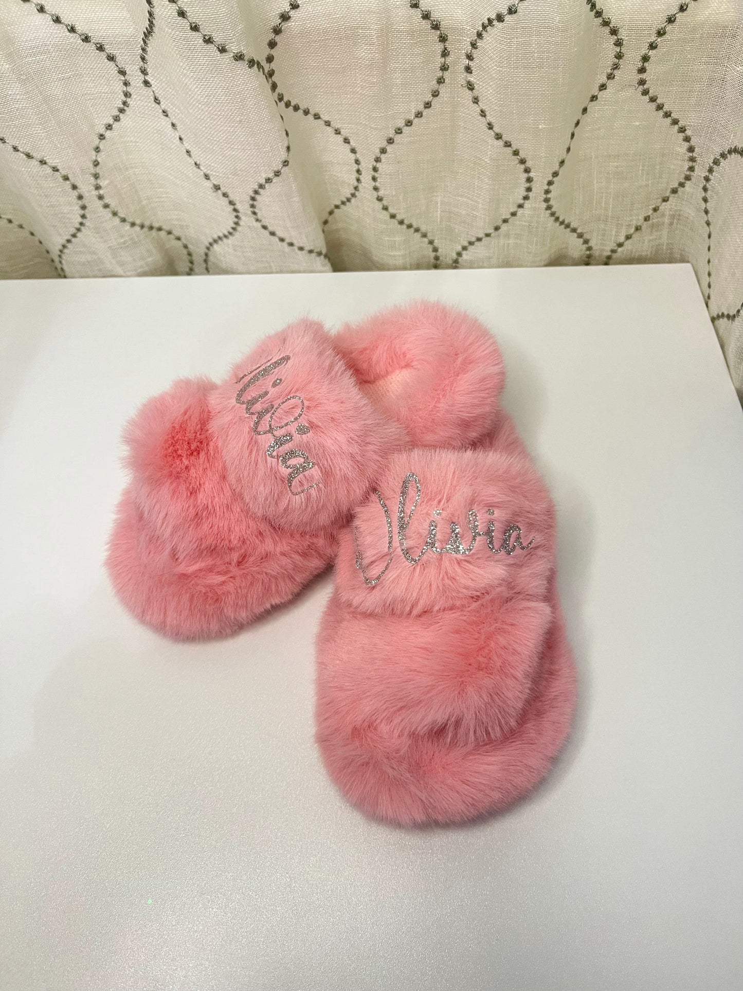 Tiny Dancer Double-Strap Plush Slippers