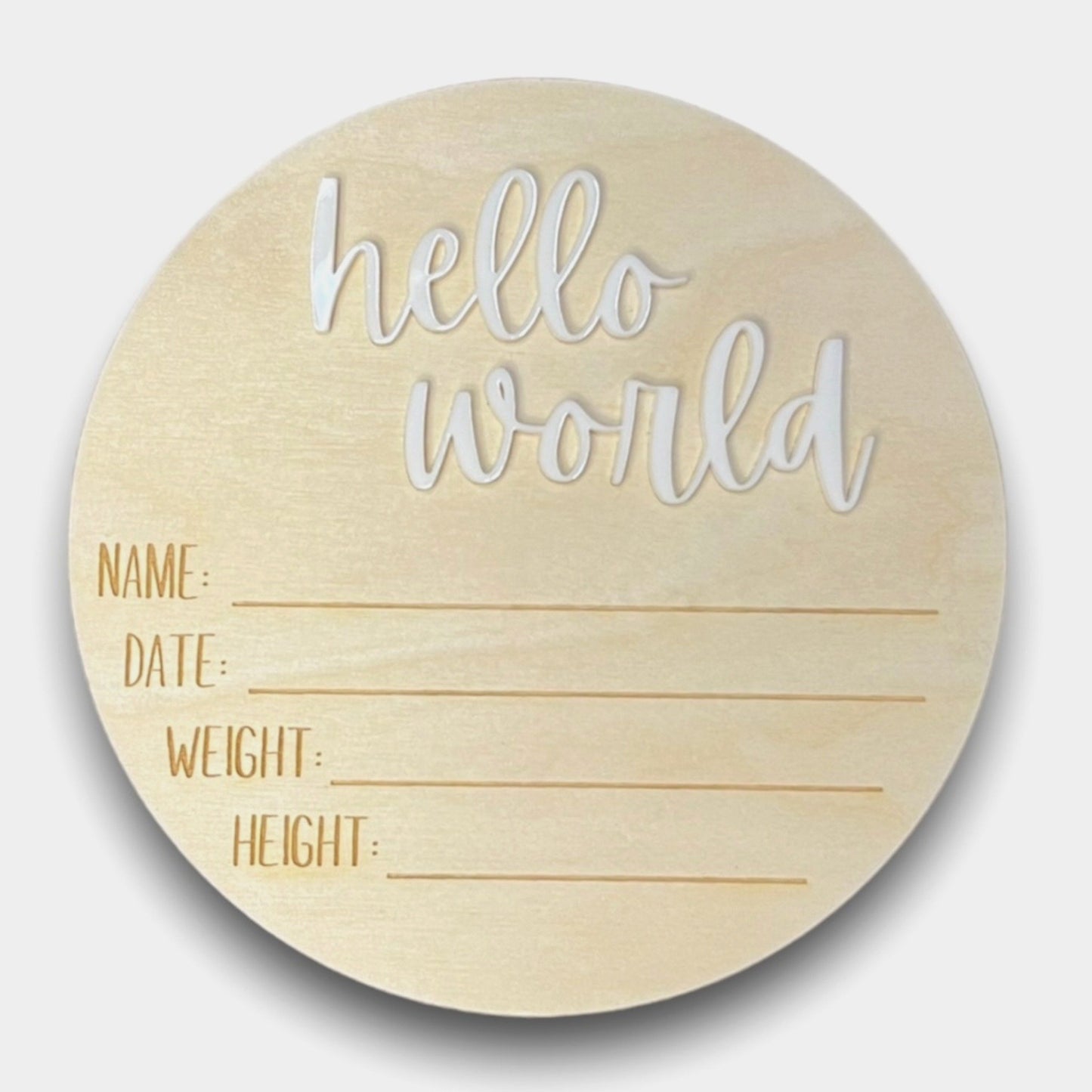 "Hello World" Baby Announcement Sign With Birth Stats