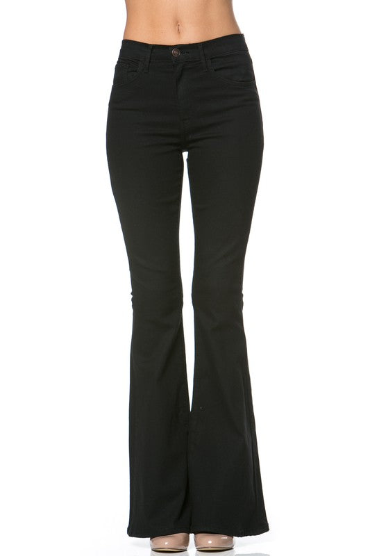 high waist flare denim pants chocolate