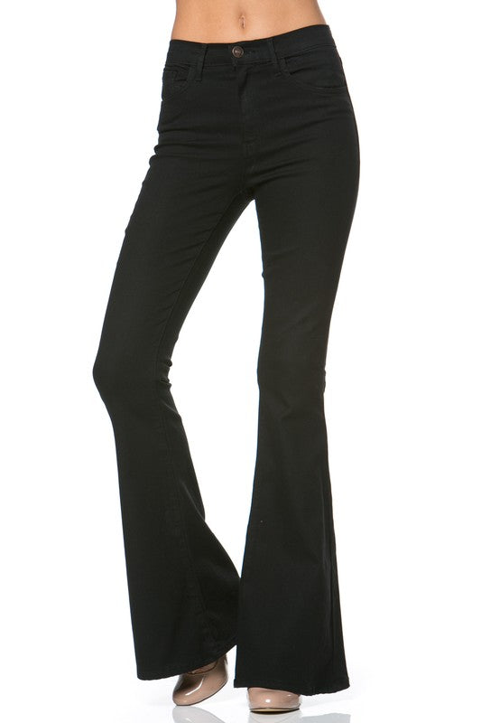 high waist flare denim pants chocolate