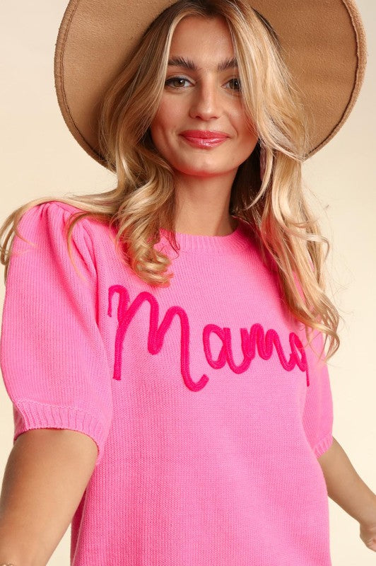 PLUS MAMA POP UP LETTER SWEATER KNIT TOP