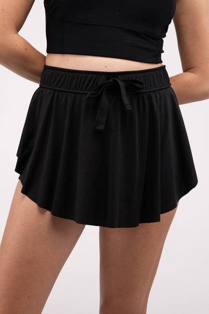 Ruffle Hem Tennis Skirt with Pockets