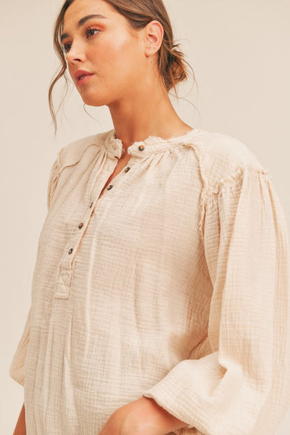 Distressed Button Down Top