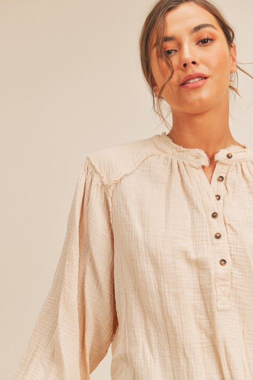 Distressed Button Down Top