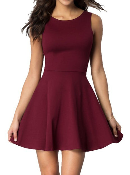 Junior's Sleeveless Dress with Cut Out Back