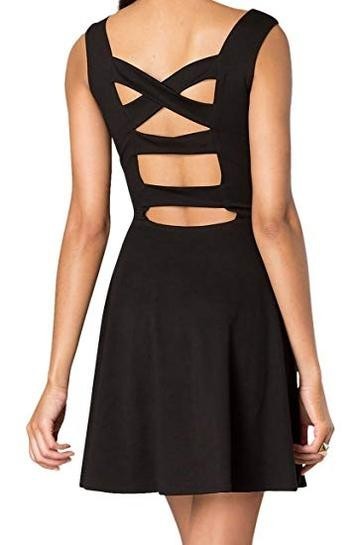 Junior's Sleeveless Dress with Cut Out Back