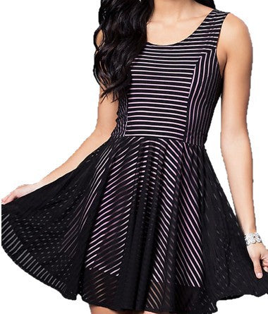 Junior's Sheer Stripes Mini Dress