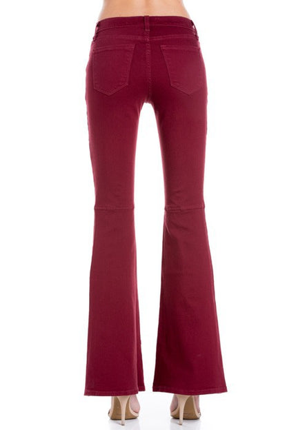 high waist flare denim pants chocolate