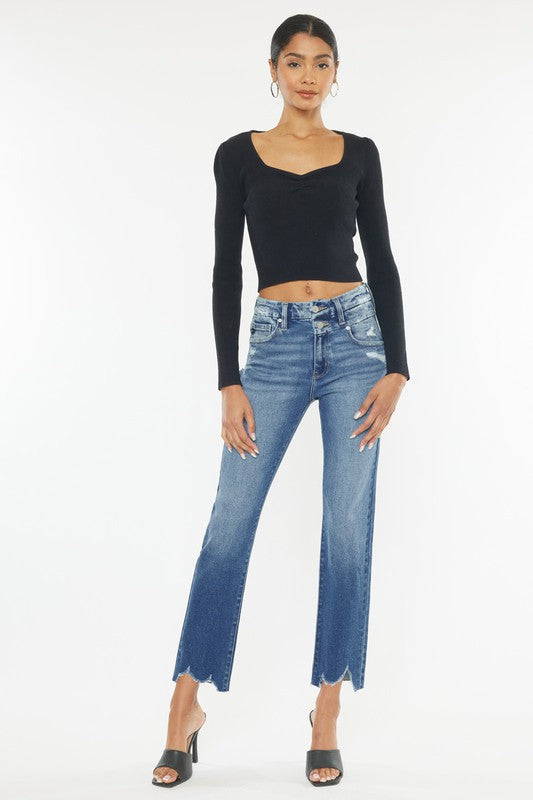 High Rise Slim Straight Jeans