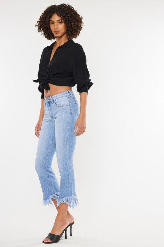 High Rise Crop Bootcut Denim Jeans