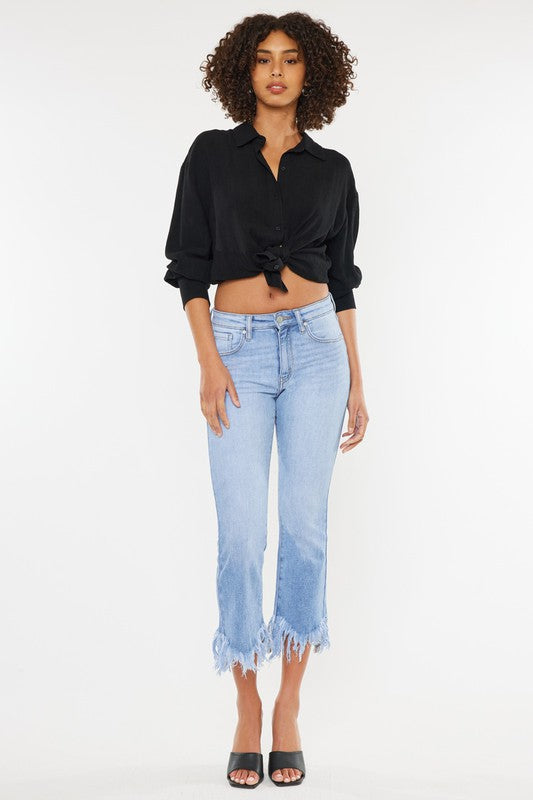 High Rise Crop Bootcut Denim Jeans