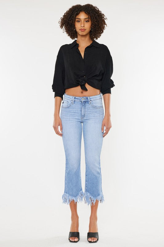 High Rise Crop Bootcut Denim Jeans