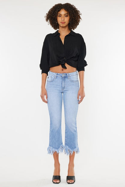 High Rise Crop Bootcut Denim Jeans