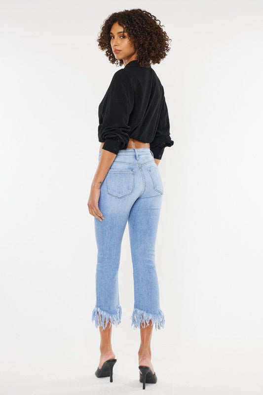 High Rise Crop Bootcut Denim Jeans