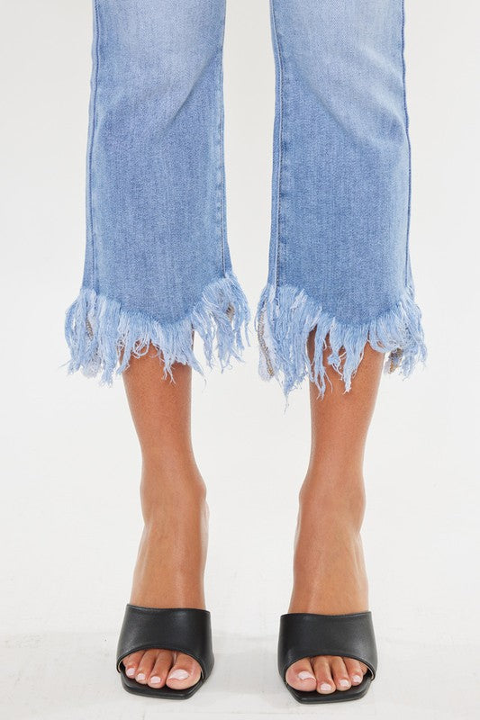 High Rise Crop Bootcut Denim Jeans