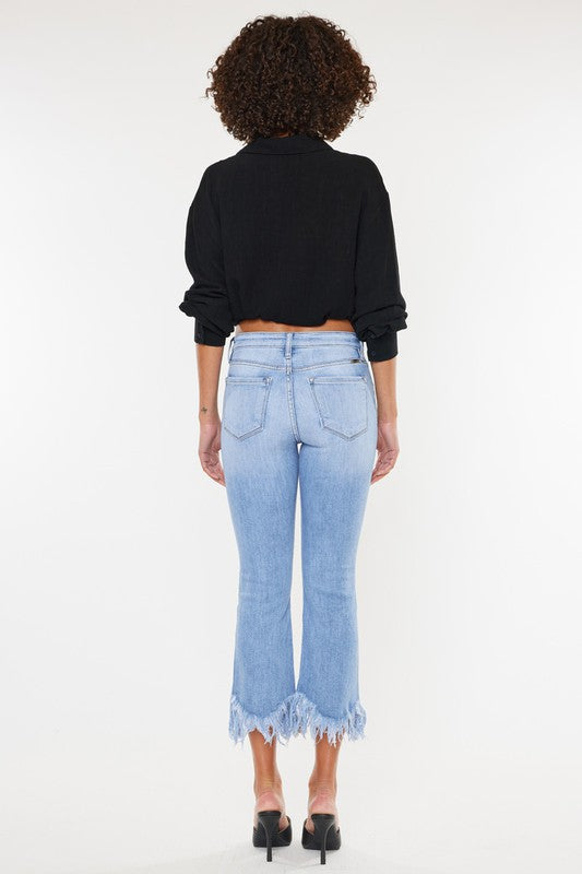 High Rise Crop Bootcut Denim Jeans