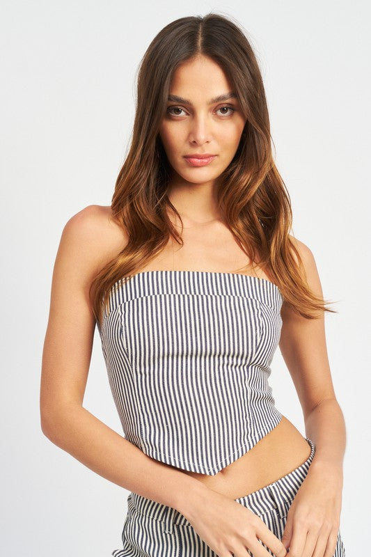 Striped Back Strap Tube Top