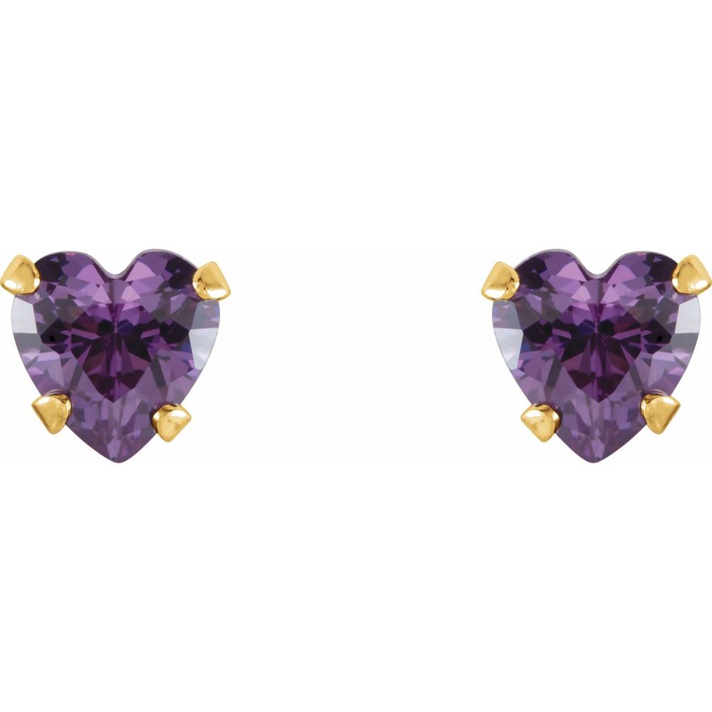 14K Yellow Natural Amethyst Youth Stud Earrings