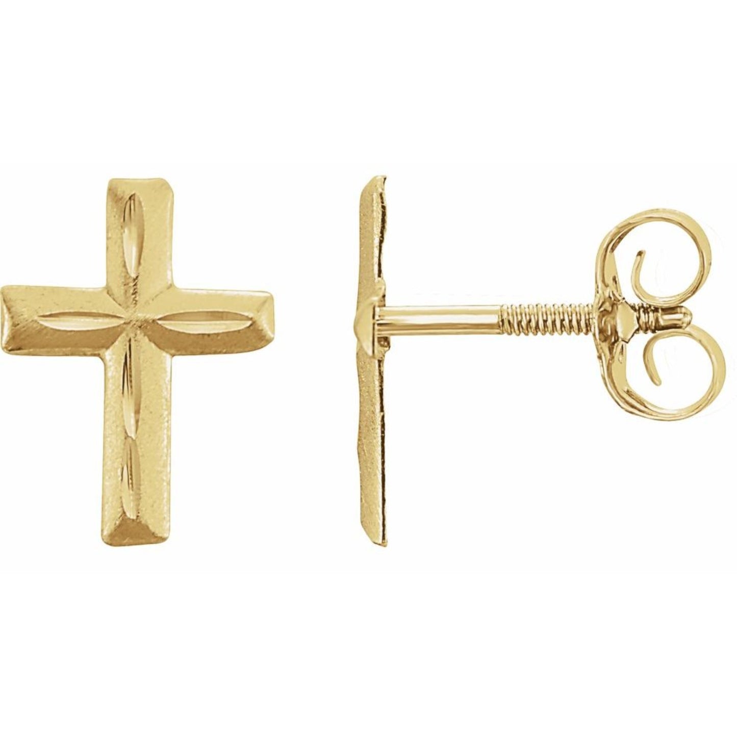 14K Yellow Youth Cross Earrings