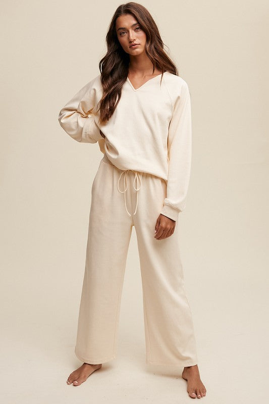 V Neck Sweatshirt and Pants Set