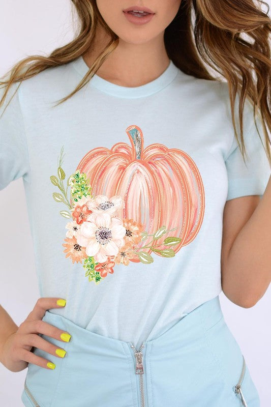 Pumpkin & Flowers Graphic T - Shirt