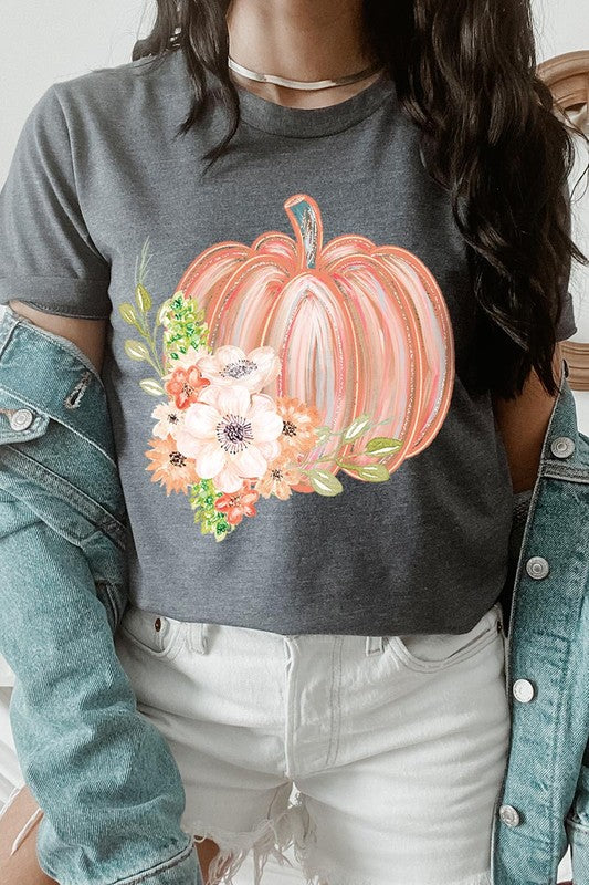 Pumpkin & Flowers Graphic T - Shirt