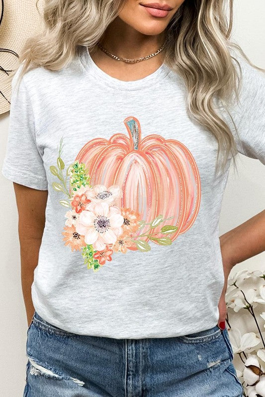 Pumpkin & Flowers Graphic T - Shirt