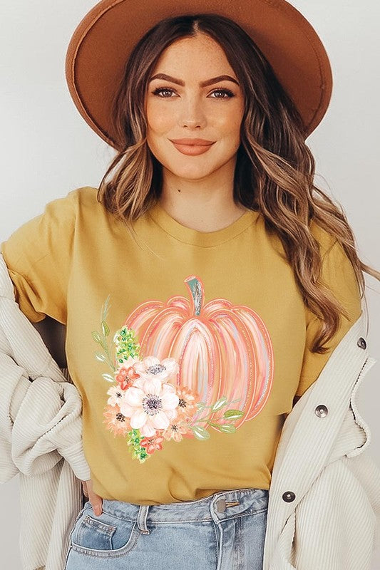 Pumpkin & Flowers Graphic T - Shirt