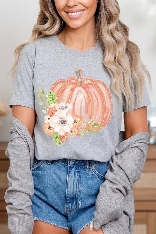 Pumpkin & Flowers Graphic T - Shirt