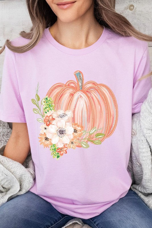 Pumpkin & Flowers Graphic T - Shirt