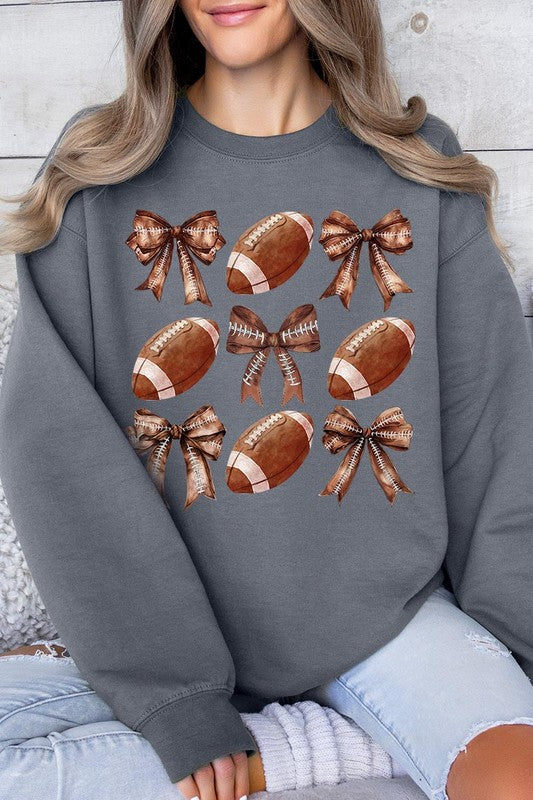 Football & Bow Graphic Fleece Sweatshirt