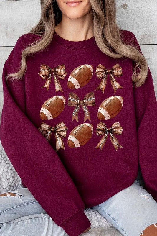 Football & Bow Graphic Fleece Sweatshirt