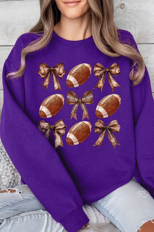 Football & Bow Graphic Fleece Sweatshirt