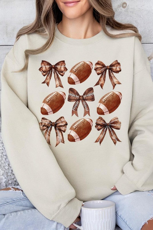 Football & Bow Graphic Fleece Sweatshirt