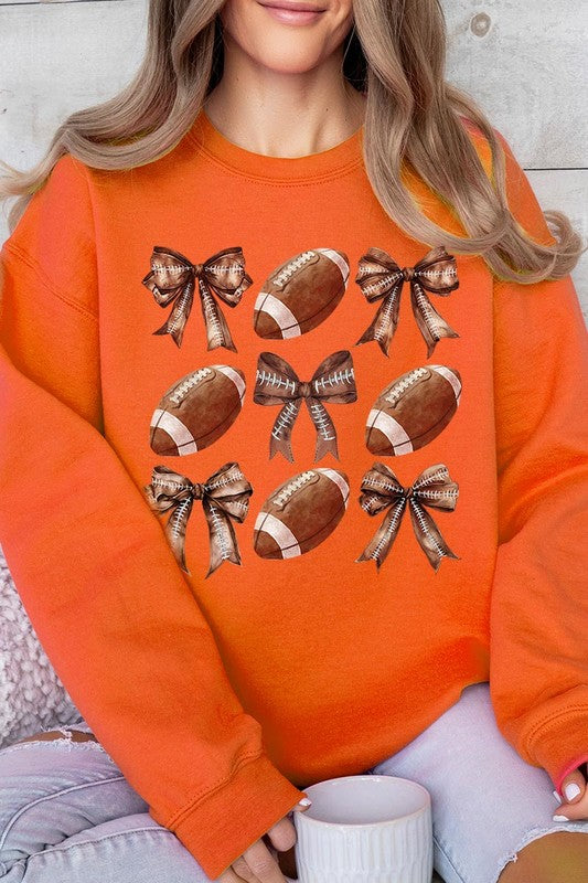 Football & Bow Graphic Fleece Sweatshirt