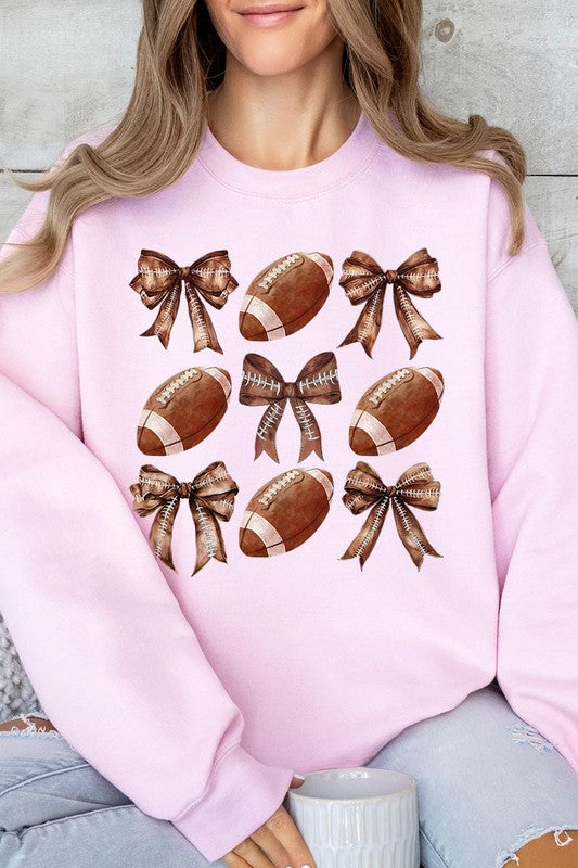 Football & Bow Graphic Fleece Sweatshirt