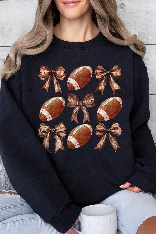 Football & Bow Graphic Fleece Sweatshirt