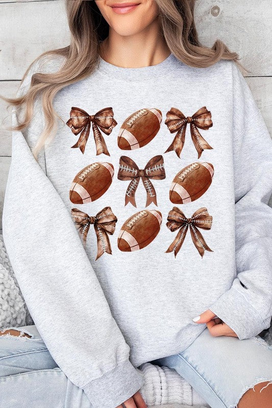 Football & Bow Graphic Fleece Sweatshirt