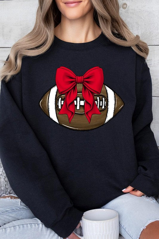 Red Bow Football Graphic Fleece Sweatshirts