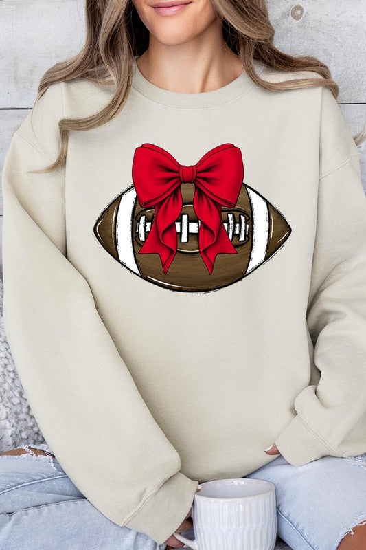 Red Bow Football Graphic Fleece Sweatshirts