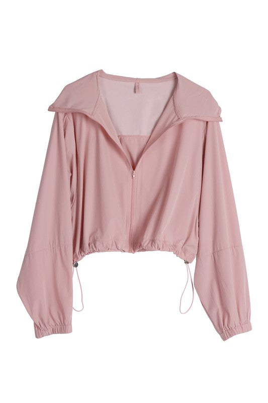 Cropped Hooded Wind Breaker