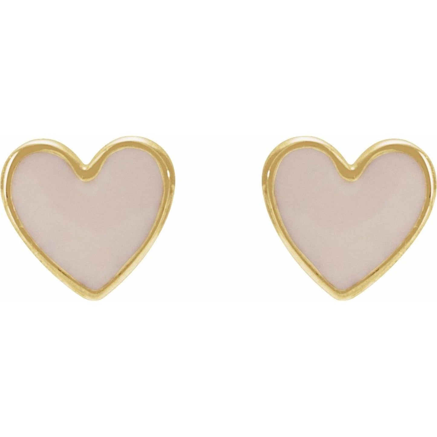 14K Yellow/White/Rose Gold Enamel Heart Earrings