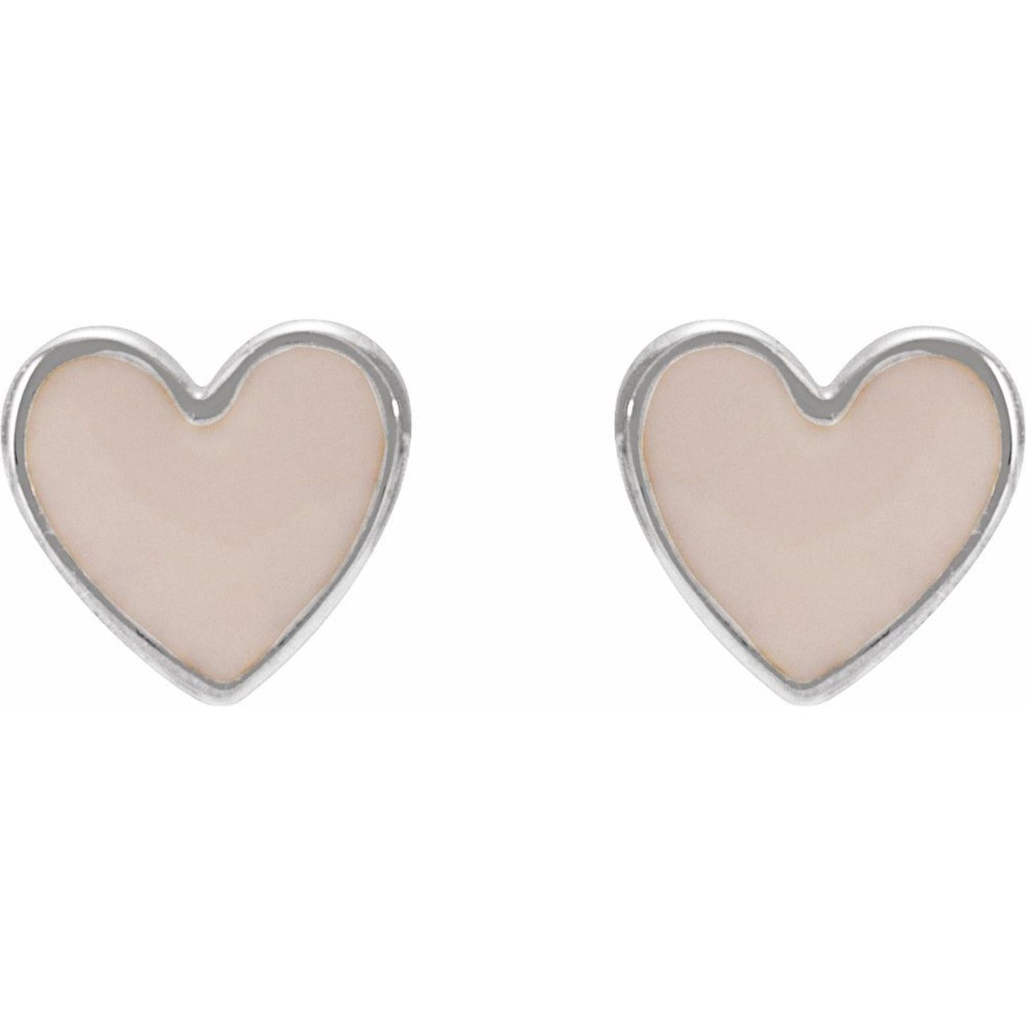 14K Yellow/White/Rose Gold Enamel Heart Earrings