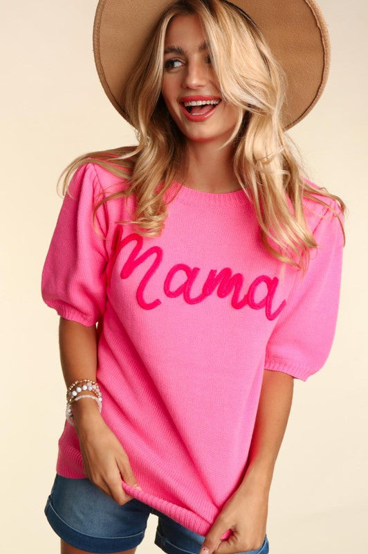 PLUS MAMA POP UP LETTER SWEATER KNIT TOP