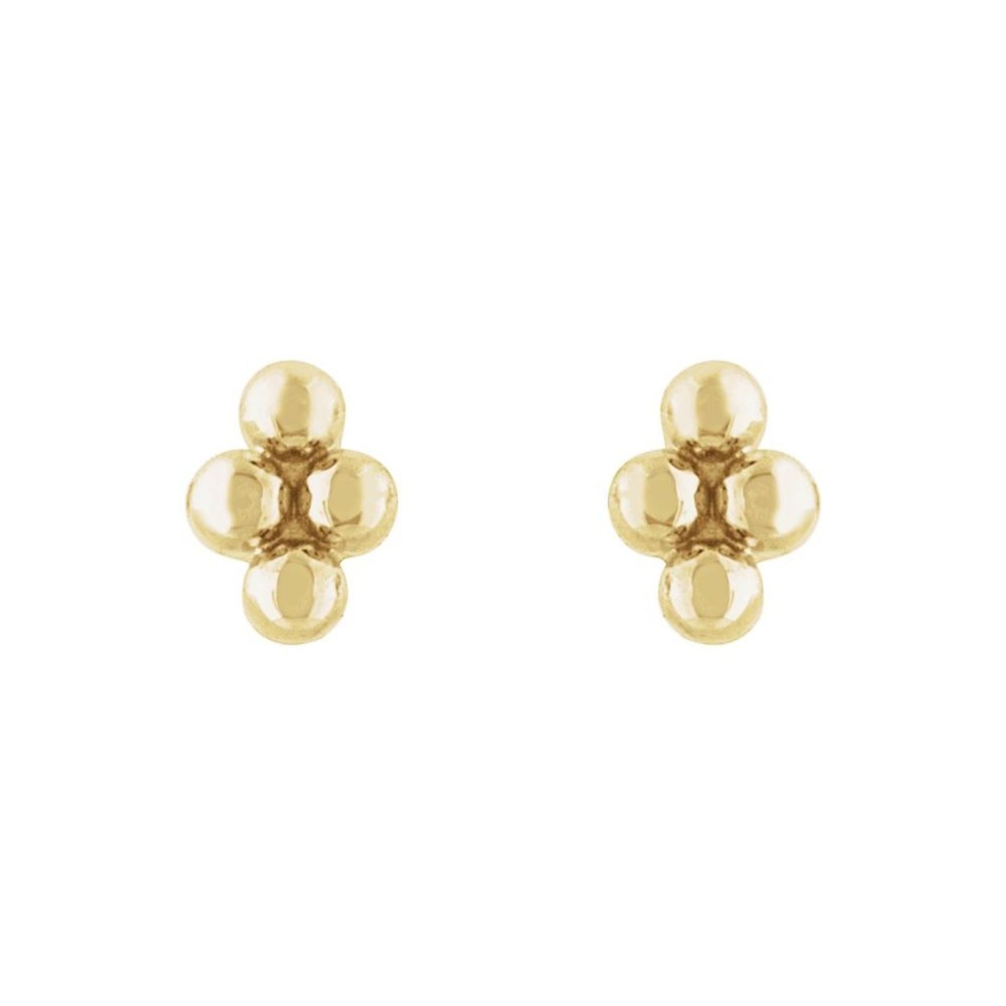 14K Yellow 4 Beads Stud Earrings