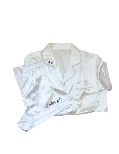 Sorority Shorts Set Pajamas-White