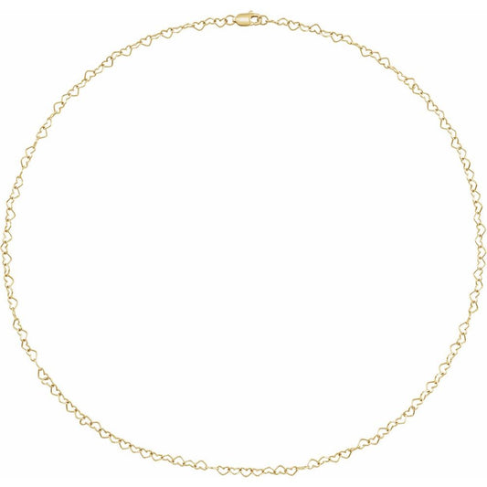 14K Gold-Filled Heart Link Chain Necklace & Bracelet