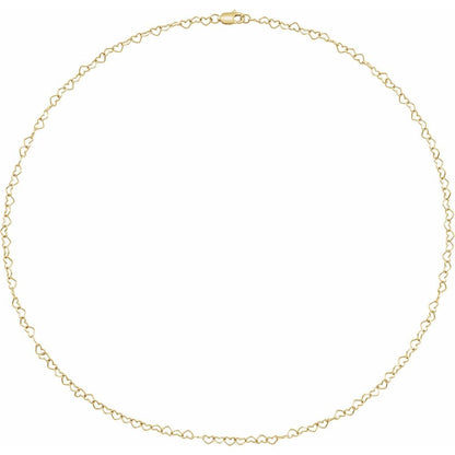 14K Gold-Filled Heart Link Chain Necklace & Bracelet