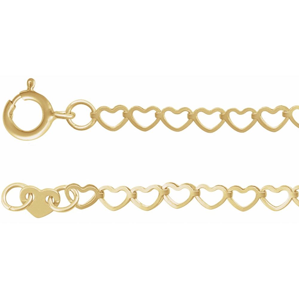 14K Yellow 2.5 mm Heart 6" Bracelet