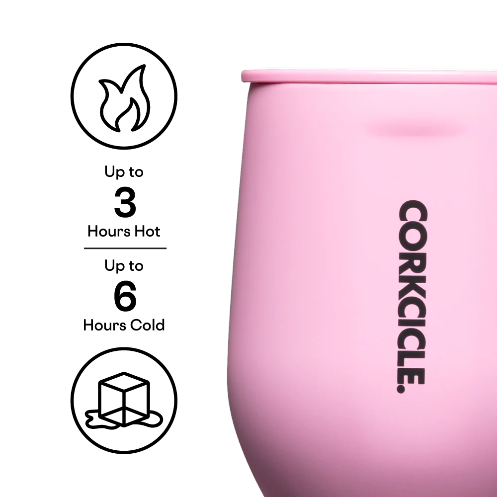 Corkcicle Pink 12oz Stemless Mug